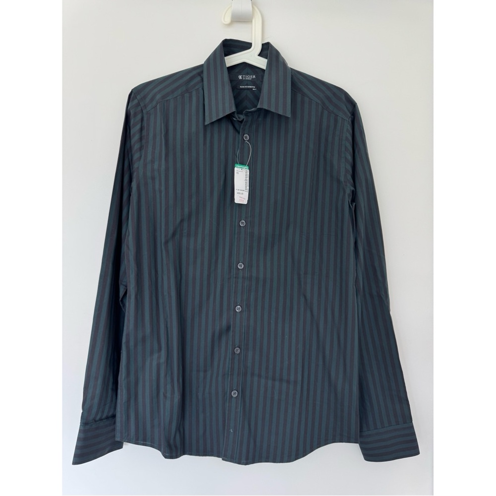 (NWT) Tiger of Sweden Green Black Striped Shirt